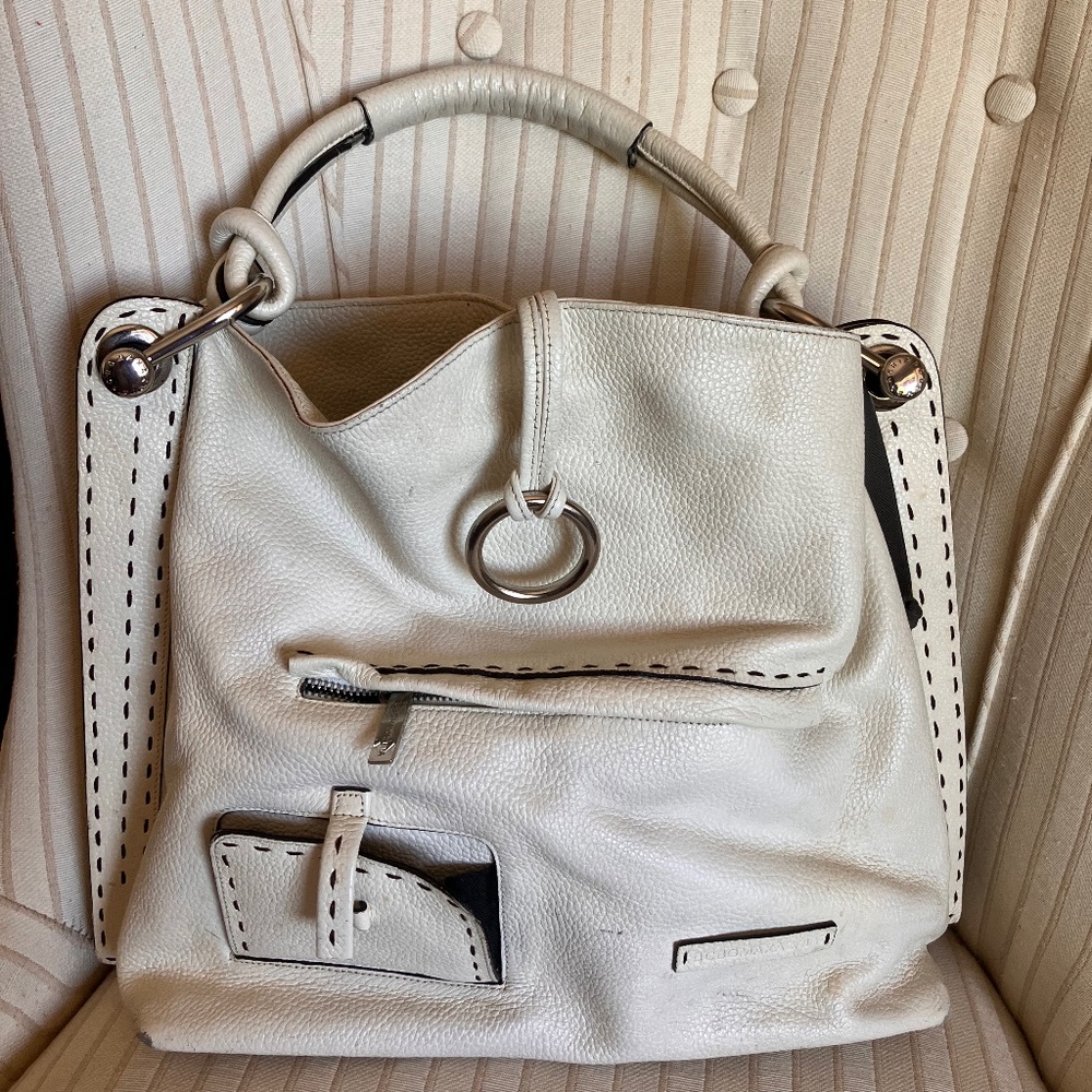 BCBG white leather bag